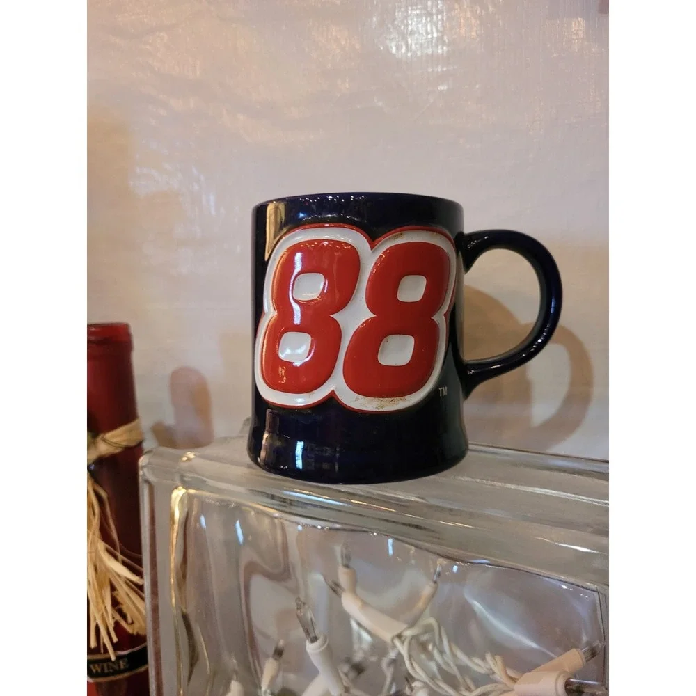 DALE JARRETT #88 NASCAR ROBERT YATES RACING EMBOSSED BLUE COFFEE MUG